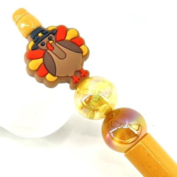 Turkey Thanksgiving gobble gobble handmade NEW cloud bead glitter yellow brown o - Picture 4 of 7